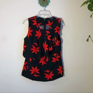 Banana Republic ruffled mia print top navy red 4